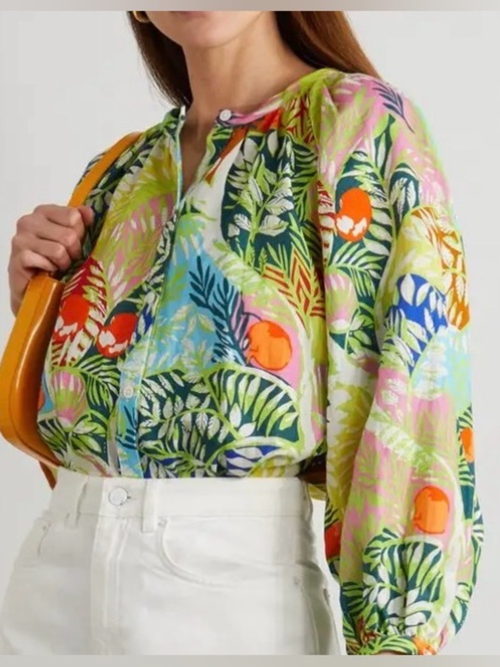 Staud. Vincent Tropical Print Linen Tunic. Small.
